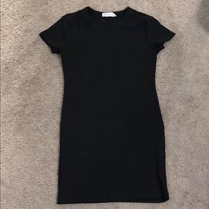 Elodie Black Sheath Mini Dress Crew Neck